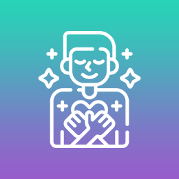 Icon of a happy person with eyes closed holding a heart